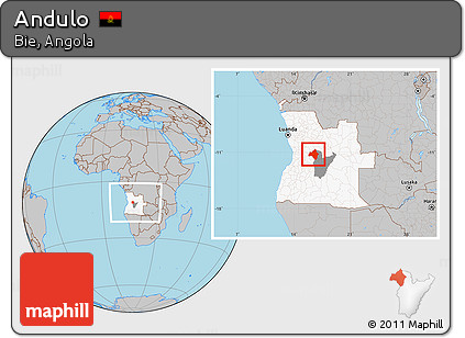 Gray Location Map of Andulo, highlighted country, highlighted parent region, within the entire country