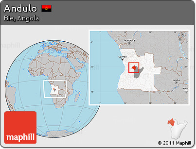 Gray Location Map of Andulo, highlighted country, highlighted parent region, within the entire country