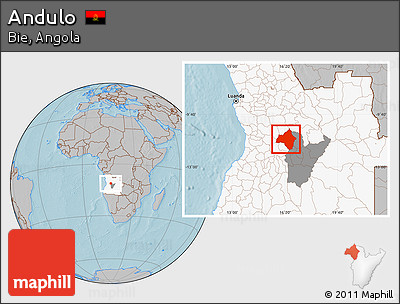 Gray Location Map of Andulo, highlighted country, highlighted parent region, hill shading