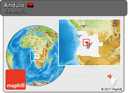 Physical Location Map of Andulo, highlighted country, highlighted parent region, within the entire country