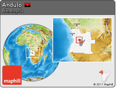 Physical Location Map of Andulo, highlighted country, highlighted parent region, within the entire country