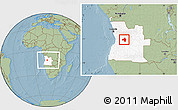 Savanna Style Location Map of Andulo, highlighted country, within the entire country, hill shading