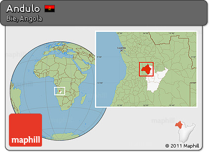 Savanna Style Location Map of Andulo, highlighted parent region
