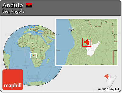 Savanna Style Location Map of Andulo, highlighted parent region