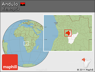Savanna Style Location Map of Andulo, highlighted parent region