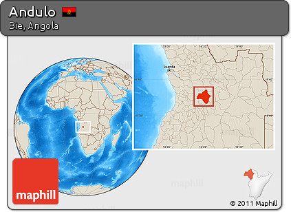 Shaded Relief Location Map of Andulo