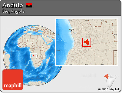 Shaded Relief Location Map of Andulo