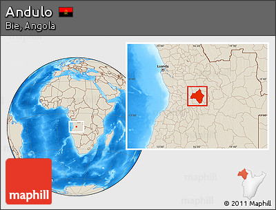 Shaded Relief Location Map of Andulo