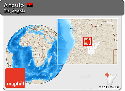 Shaded Relief Location Map of Andulo, highlighted parent region