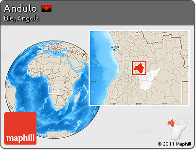 Shaded Relief Location Map of Andulo, highlighted parent region