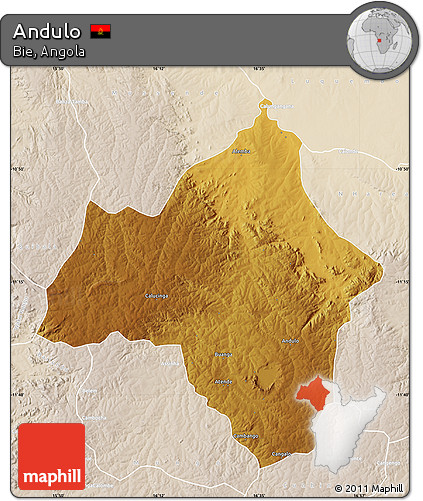 Physical Map of Andulo, lighten