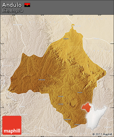 Physical Map of Andulo, lighten