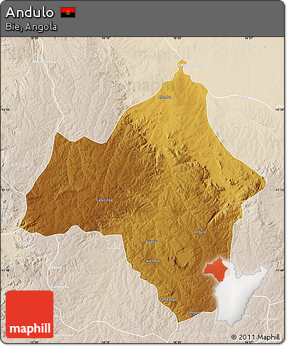 Physical Map of Andulo, lighten