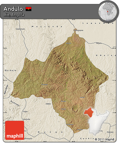 Satellite Map of Andulo, shaded relief outside