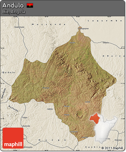 Satellite Map of Andulo, shaded relief outside