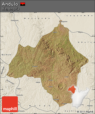Satellite Map of Andulo, shaded relief outside