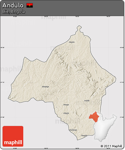 Shaded Relief Map of Andulo, cropped outside