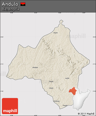 Shaded Relief Map of Andulo, cropped outside