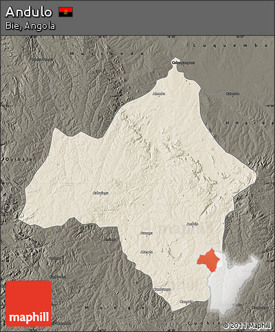 Shaded Relief Map of Andulo, darken