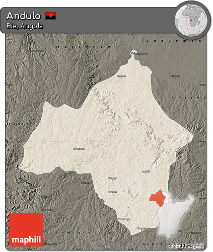 Shaded Relief Map of Andulo, darken