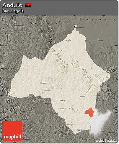 Shaded Relief Map of Andulo, darken