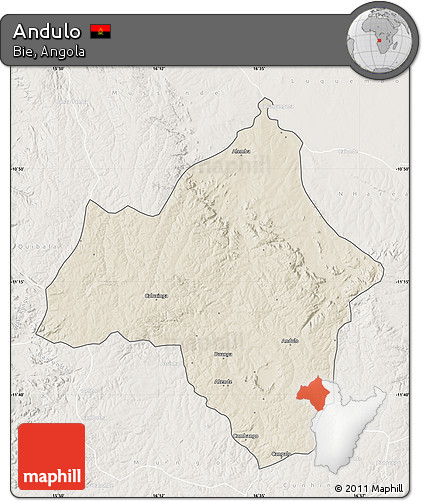 Shaded Relief Map of Andulo, lighten