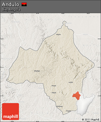 Shaded Relief Map of Andulo, lighten