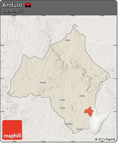 Shaded Relief Map of Andulo, lighten