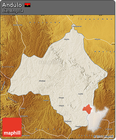 Shaded Relief Map of Andulo, physical outside