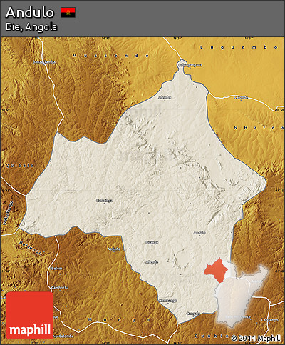 Shaded Relief Map of Andulo, physical outside