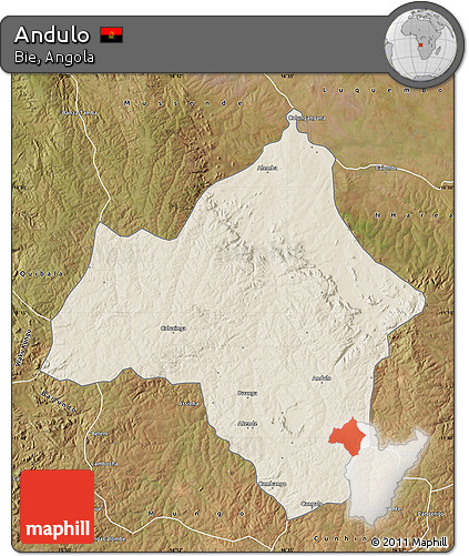 Shaded Relief Map of Andulo, satellite outside