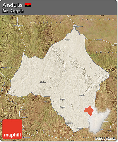 Shaded Relief Map of Andulo, satellite outside