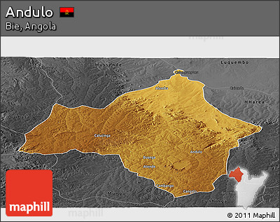 Physical Panoramic Map of Andulo, darken, desaturated
