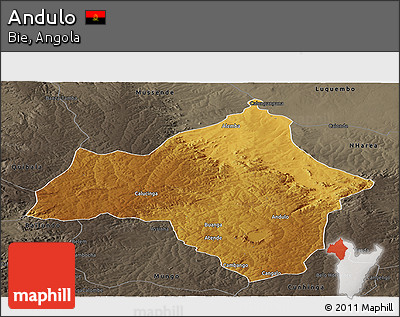 Physical Panoramic Map of Andulo, darken, semi-desaturated