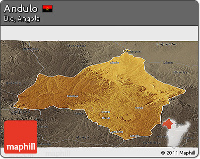 Physical Panoramic Map of Andulo, darken, semi-desaturated