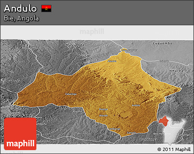 Physical Panoramic Map of Andulo, desaturated