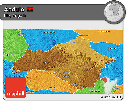 Physical Panoramic Map of Andulo, political outside