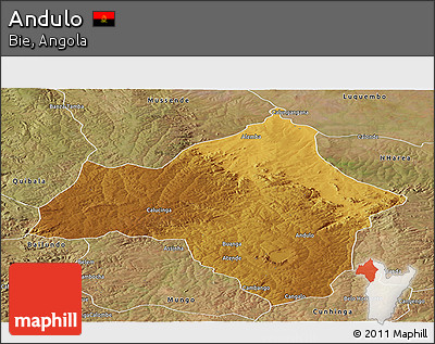 Physical Panoramic Map of Andulo, satellite outside