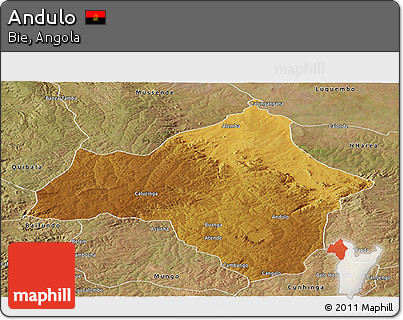 Physical Panoramic Map of Andulo, satellite outside