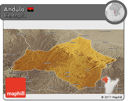 Physical Panoramic Map of Andulo, semi-desaturated