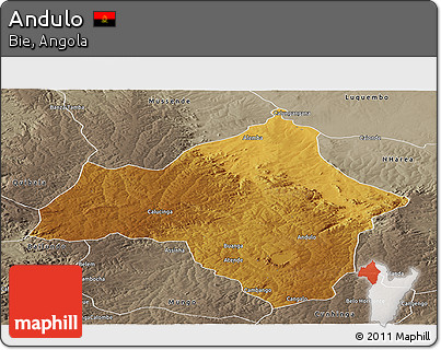 Physical Panoramic Map of Andulo, semi-desaturated
