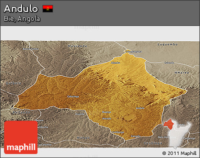 Physical Panoramic Map of Andulo, semi-desaturated