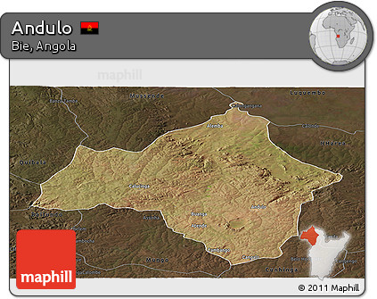 Satellite Panoramic Map of Andulo, darken
