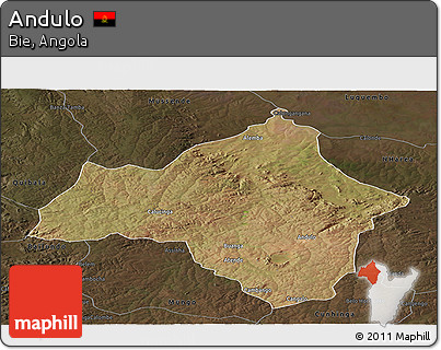 Satellite Panoramic Map of Andulo, darken