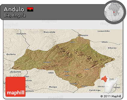 Satellite Panoramic Map of Andulo, shaded relief outside