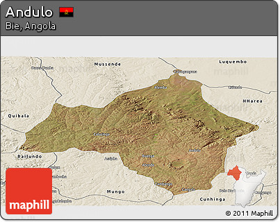 Satellite Panoramic Map of Andulo, shaded relief outside