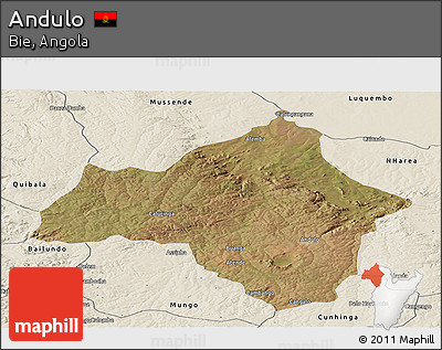 Satellite Panoramic Map of Andulo, shaded relief outside