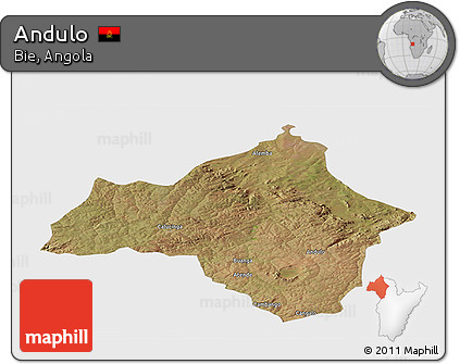 Satellite Panoramic Map of Andulo, single color outside