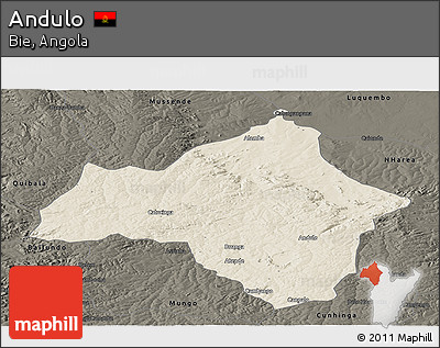 Shaded Relief Panoramic Map of Andulo, darken