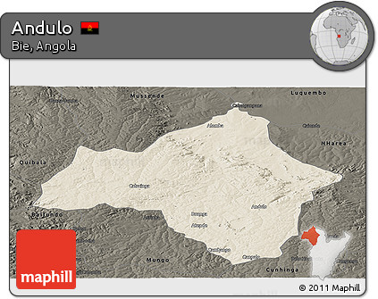 Shaded Relief Panoramic Map of Andulo, darken
